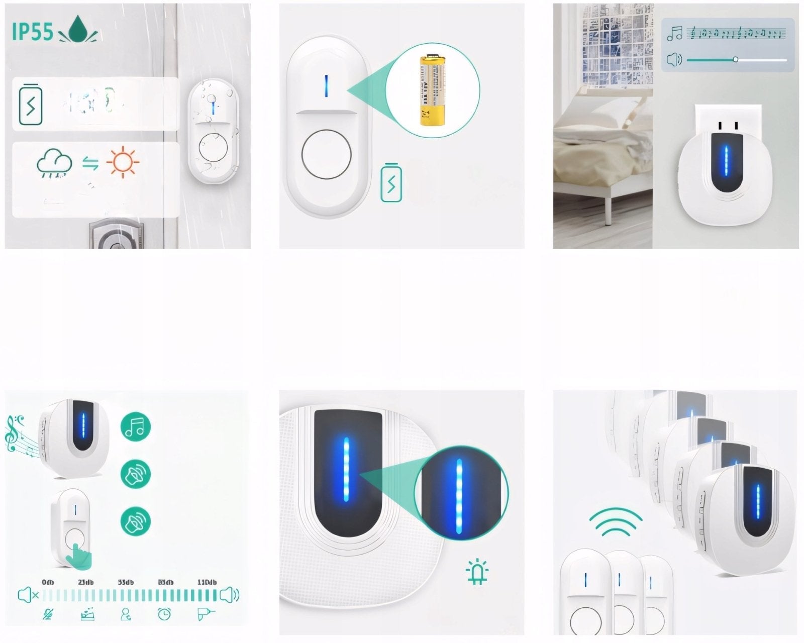 Dzwonek bezprzewodowy SURFOU 300m IP55 biały | REEVE