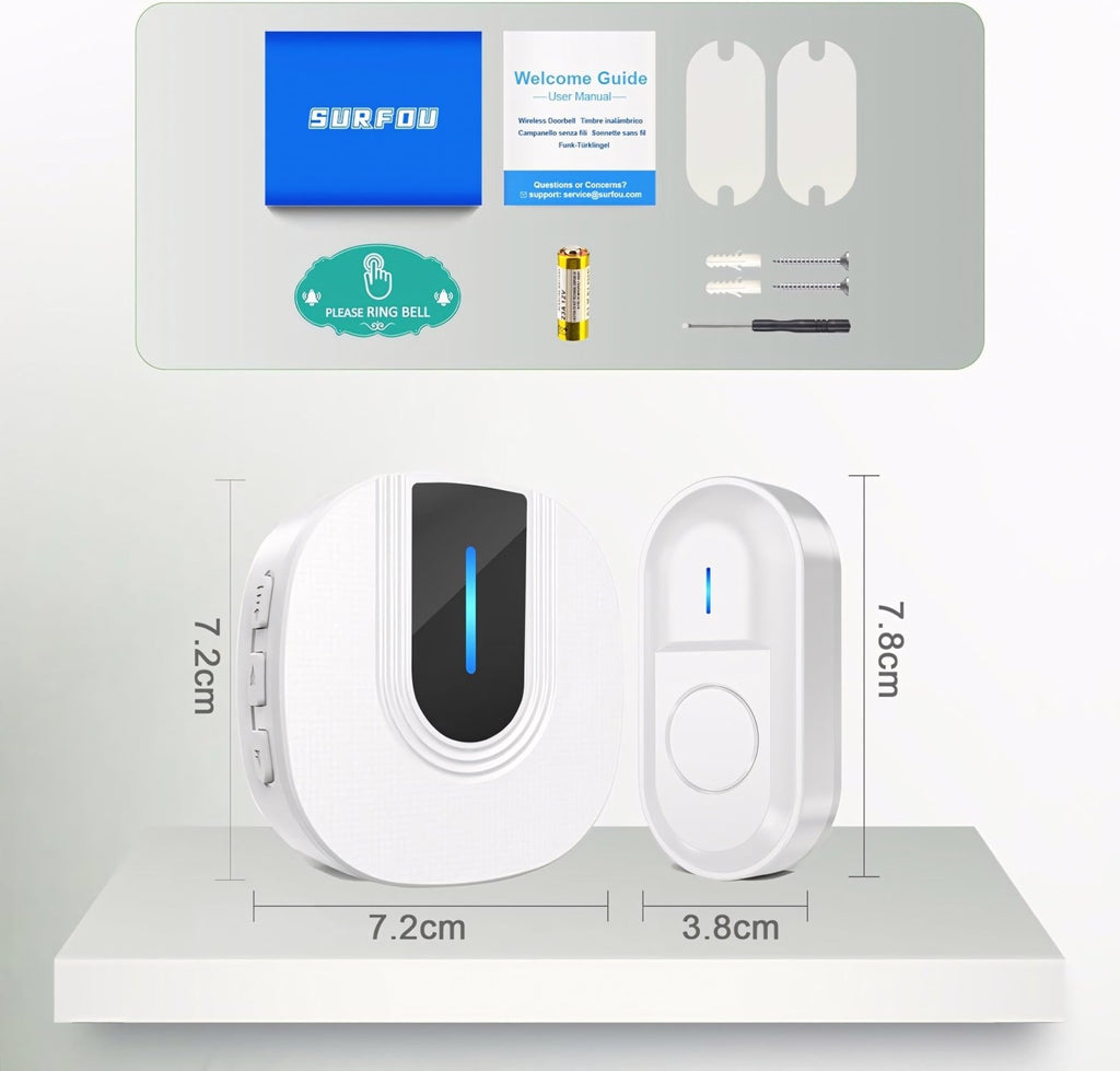 Dzwonek bezprzewodowy SURFOU 300m IP55 biały | REEVE