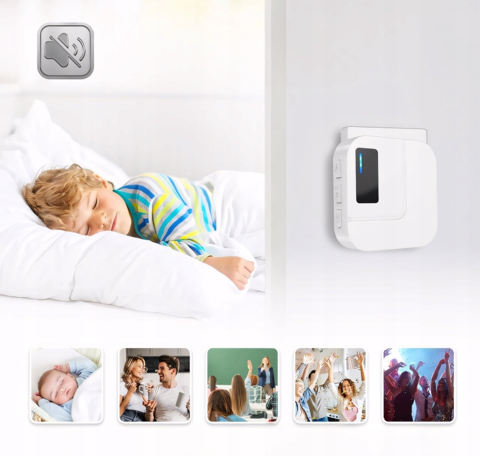 Dzwonek SURFOU 300m 2 odbiorniki IP55 biały | REEVE