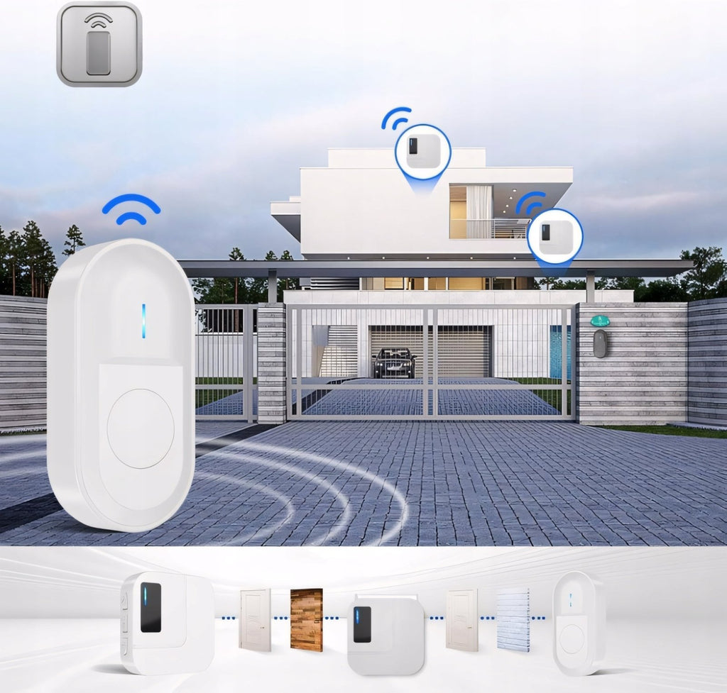 Dzwonek SURFOU 300m 2 odbiorniki IP55 biały | REEVE