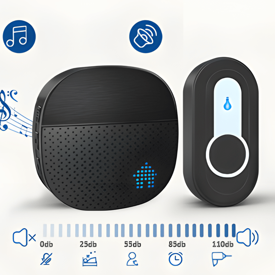 Dzwonek SURFOU 400m IP55 z 2 odbiornikami czarny | REEVE