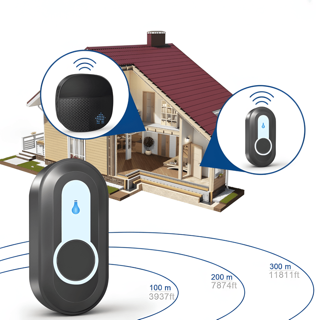Dzwonek SURFOU 400m IP55 z 2 odbiornikami czarny | REEVE