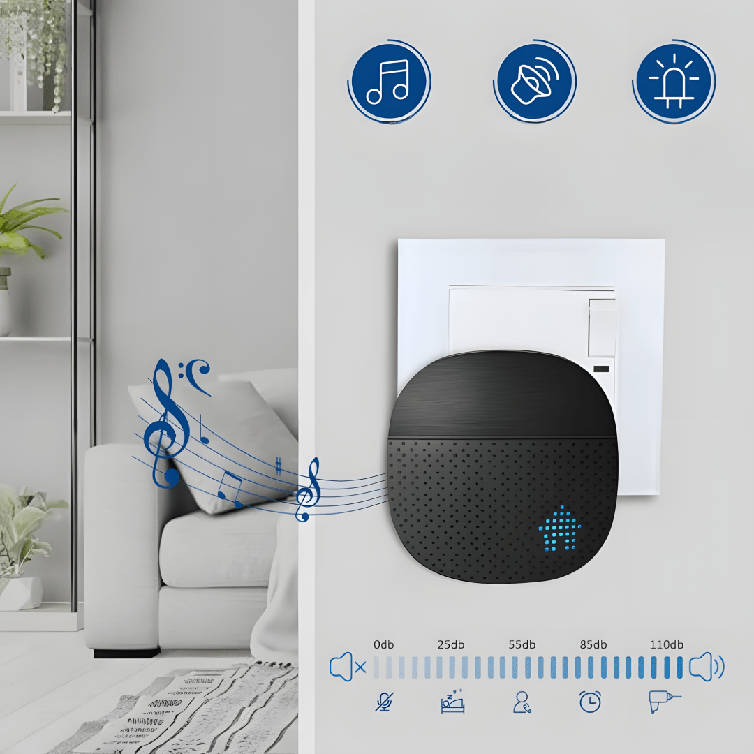 Dzwonek SURFOU 400m IP55 z 2 odbiornikami czarny | REEVE