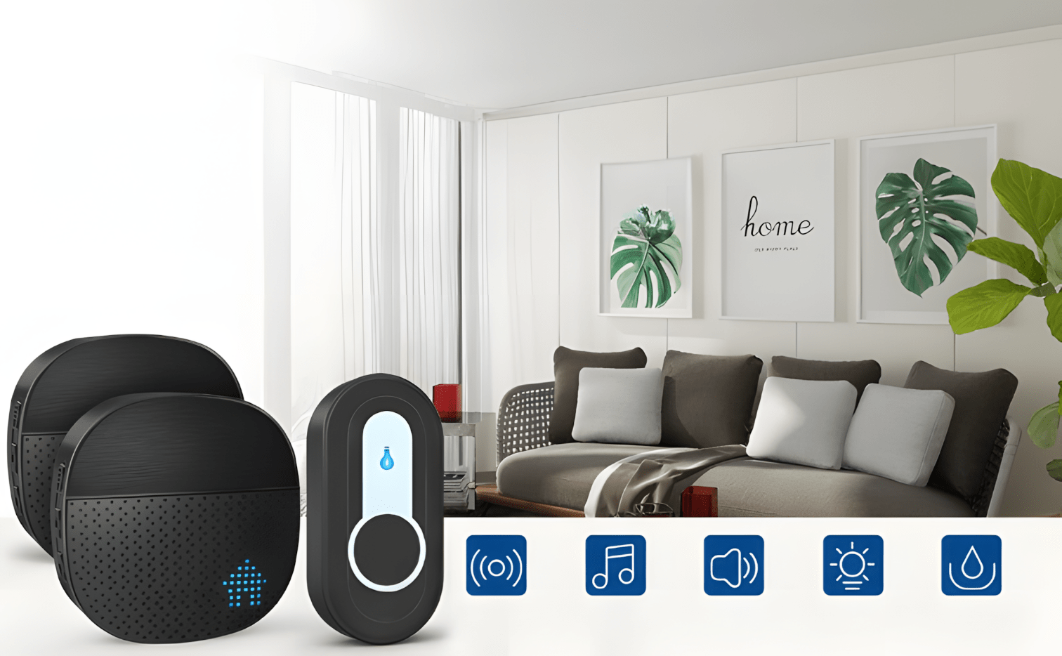 Dzwonek SURFOU 400m IP55 z 2 odbiornikami czarny | REEVE