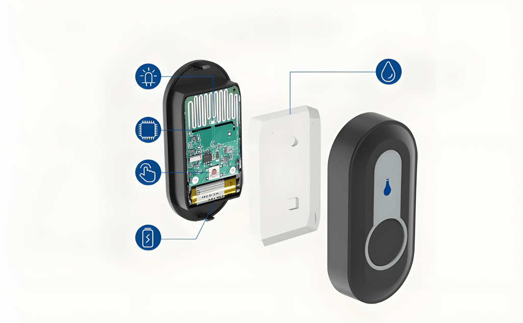 Dzwonek SURFOU 400m IP55 z 2 odbiornikami czarny | REEVE
