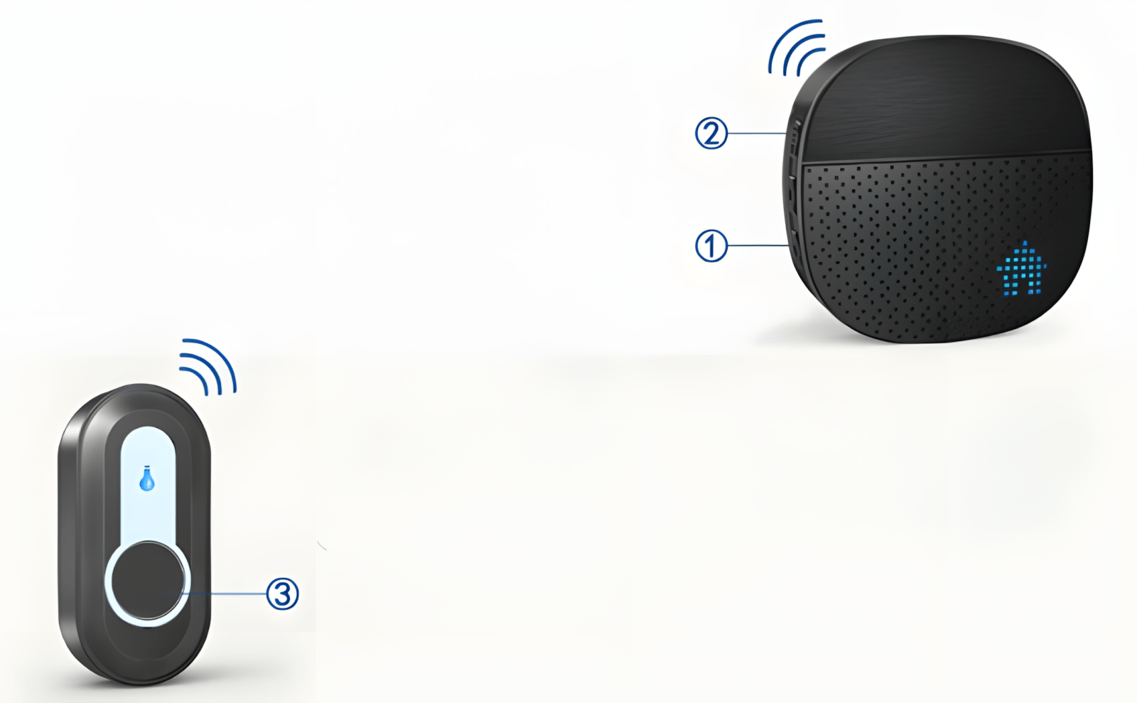 Dzwonek SURFOU 400m IP55 z 2 odbiornikami czarny | REEVE