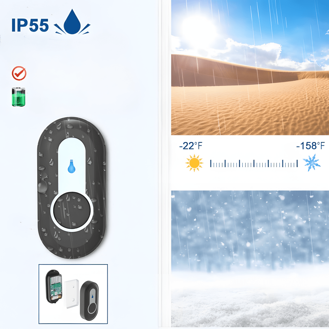 Dzwonek SURFOU 400m IP55 z 2 odbiornikami czarny | REEVE