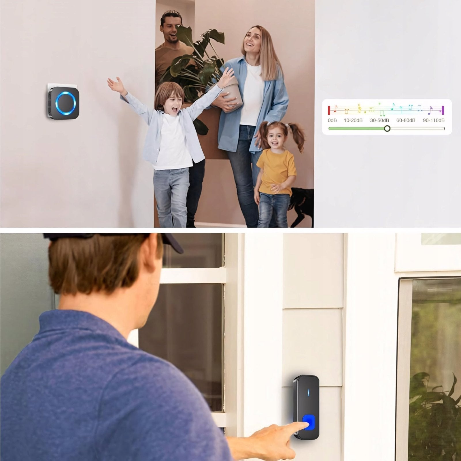 Dzwonek SURFOU 400m IP65 z 2 odbiornikami czarny | REEVE