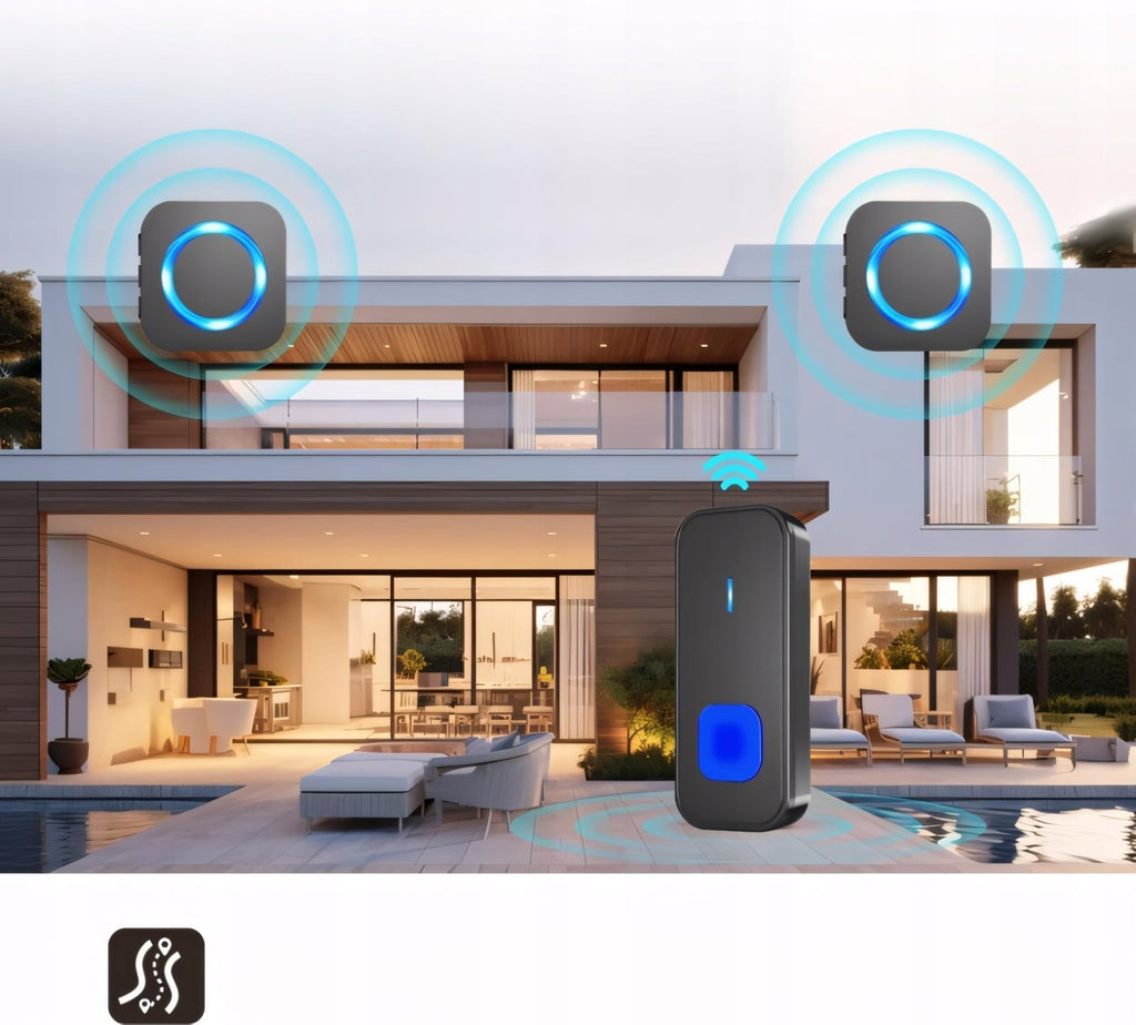 Dzwonek SURFOU 400m IP65 z 2 odbiornikami czarny | REEVE