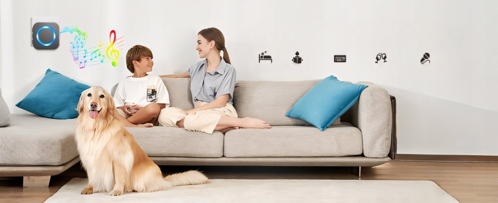 Dzwonek SURFOU 400m IP65 z 2 odbiornikami czarny | REEVE