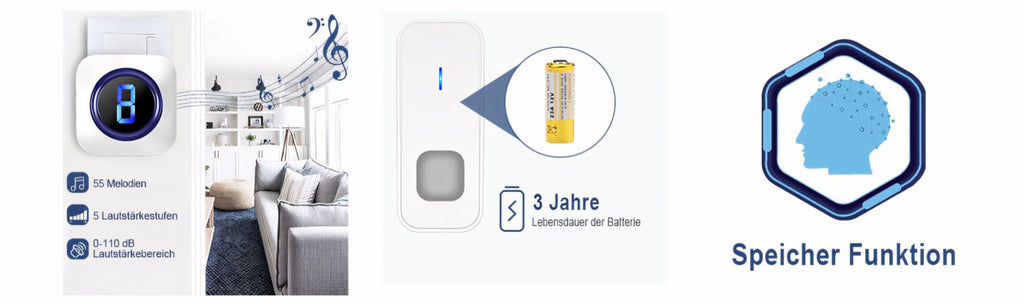 Dzwonek SURFOU 400m z 3 nadajnikami biały | REEVE