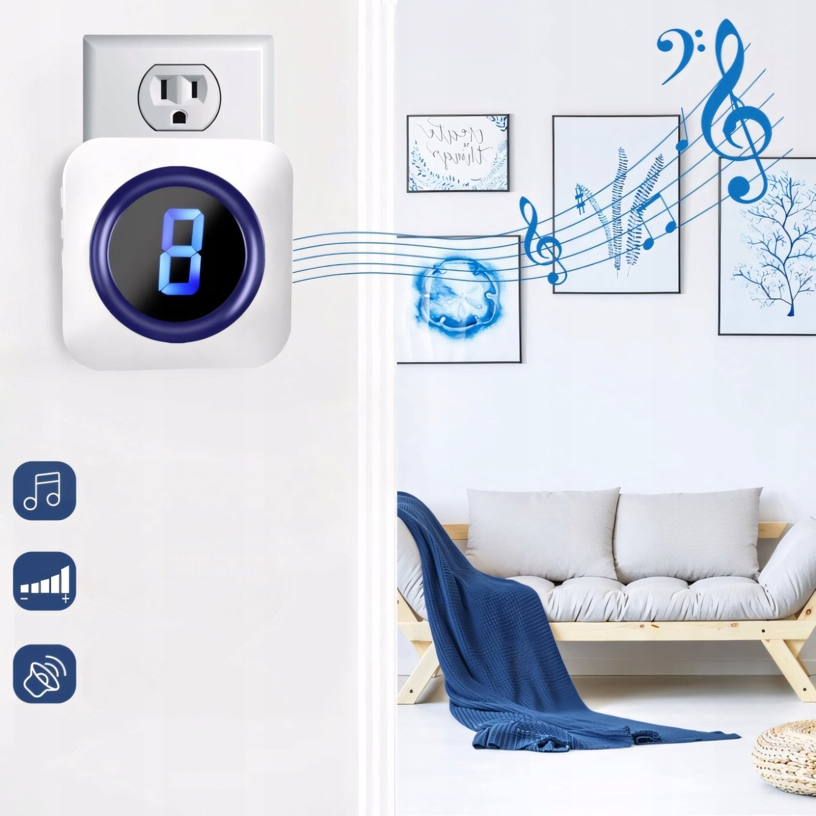 Dzwonek SURFOU 400m z 3 nadajnikami biały | REEVE