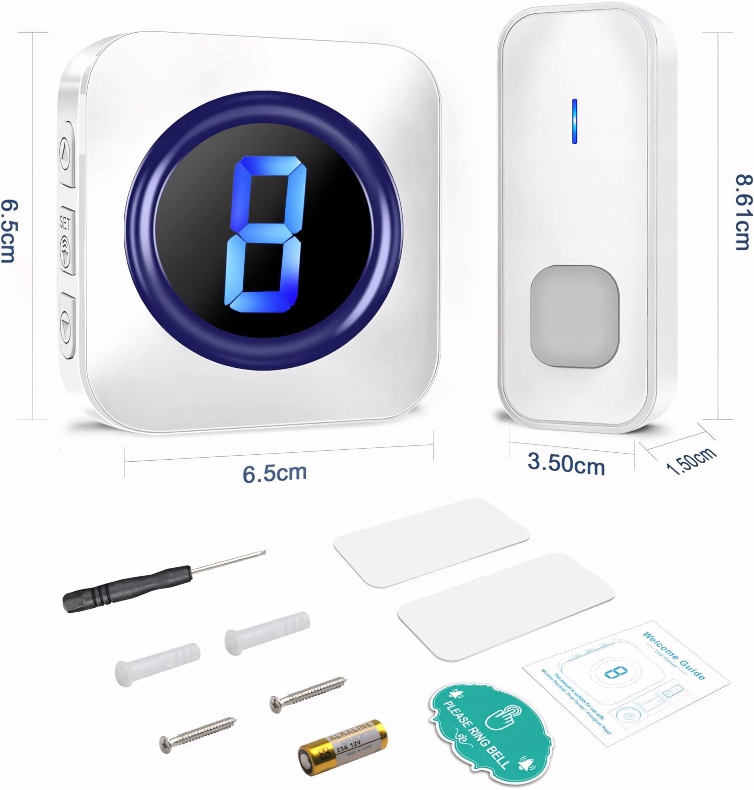 Dzwonek SURFOU 400m z 3 nadajnikami biały | REEVE