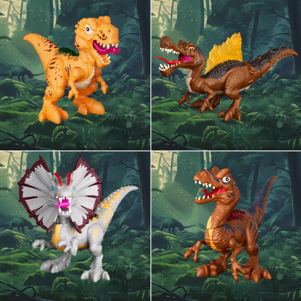 Figurki dinozaurów do składania, 4 sztuki, ruchome stawy | REEVE
