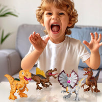 Figurki dinozaurów do składania, 4 sztuki, ruchome stawy | REEVE