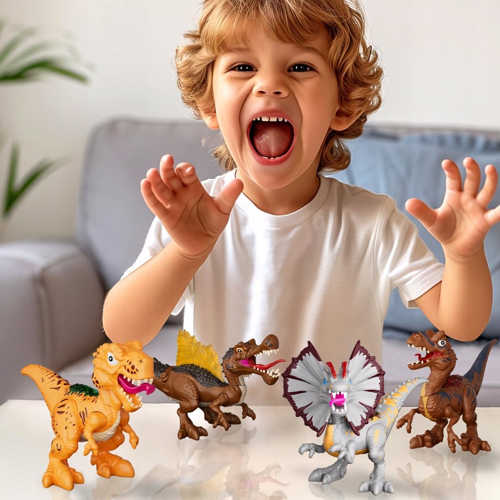 Figurki dinozaurów do składania, 4 sztuki, ruchome stawy | REEVE