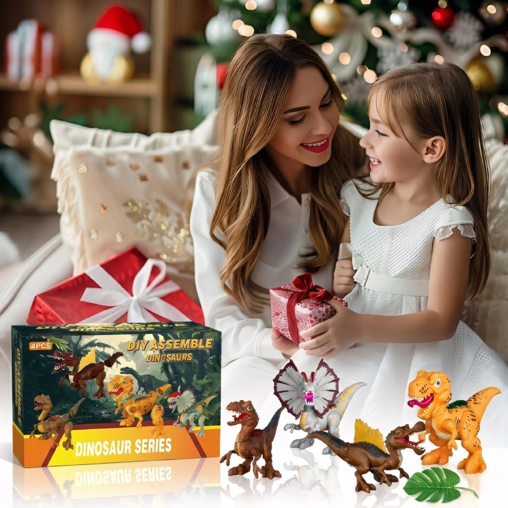 Figurki dinozaurów do składania, 4 sztuki, ruchome stawy | REEVE