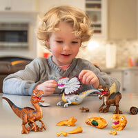 Figurki dinozaurów do składania, 4 sztuki, ruchome stawy | REEVE