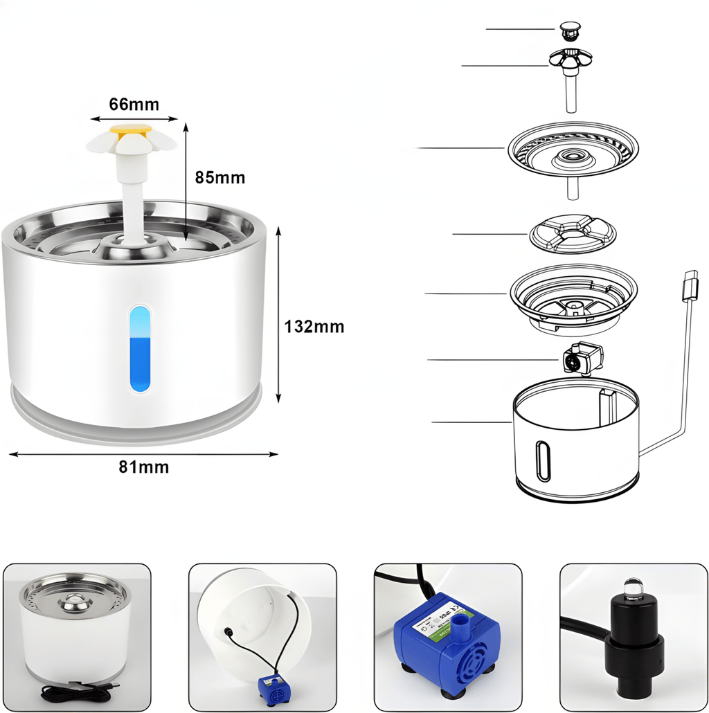Fontanna dla kota AERB 2,4L stal nierdzewna + 3 filtry | REEVE
