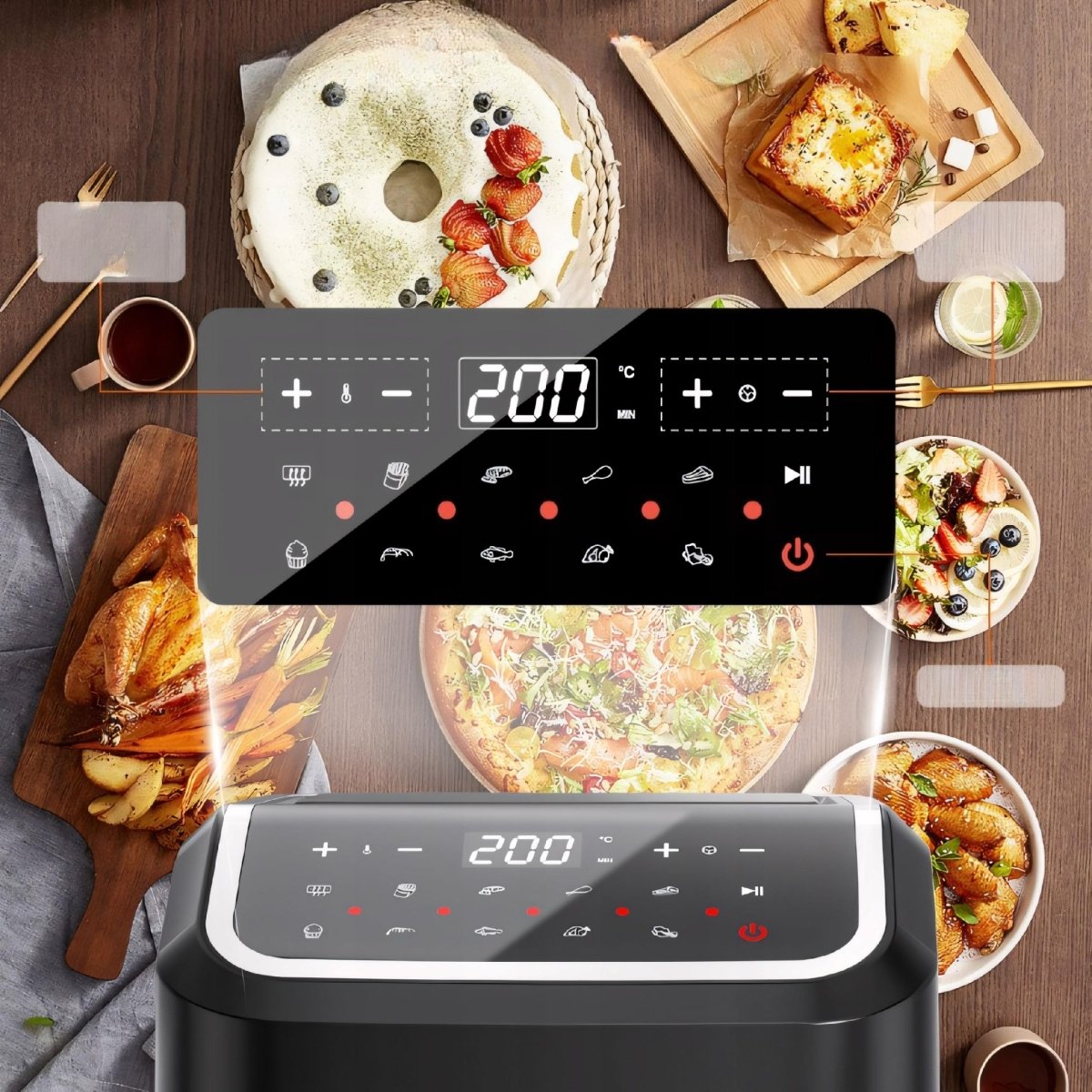 Frytkownica beztłuszczowa 5,5L 1600W LED Touch | REEVE