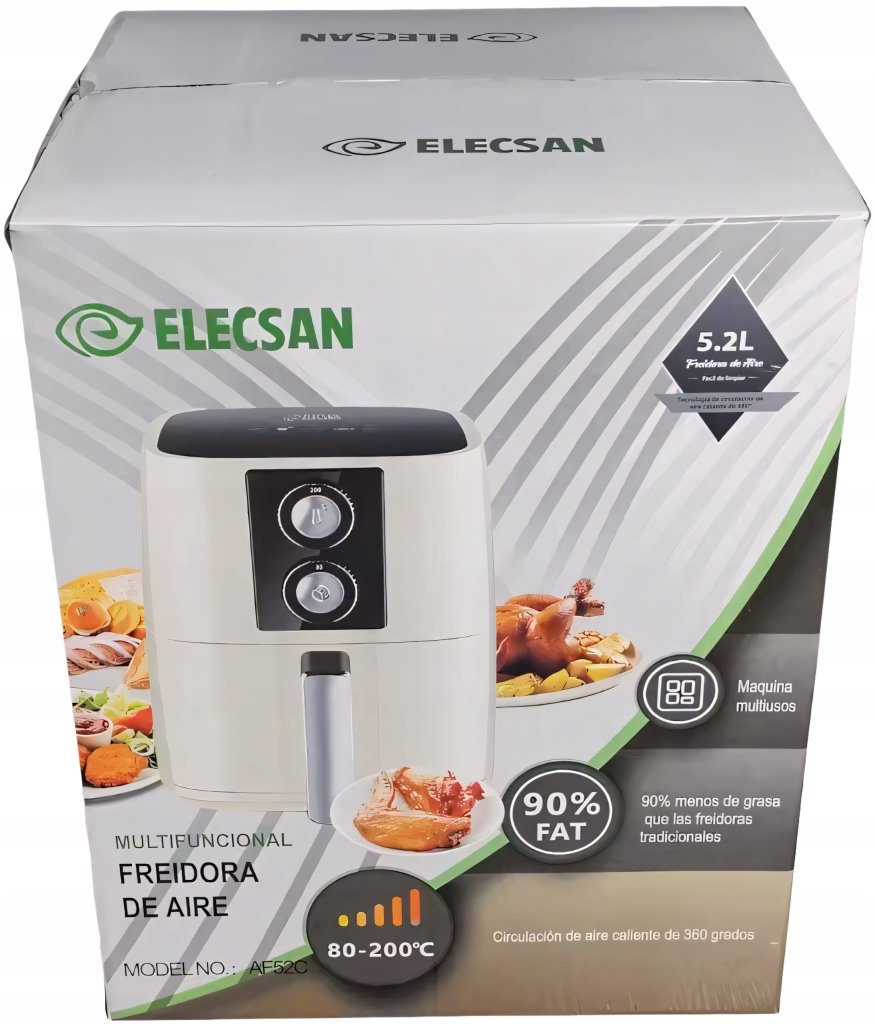 Frytkownica beztłuszczowa XXL 5.2L – 1500W, 5 programów, ELECSAN | REEVE