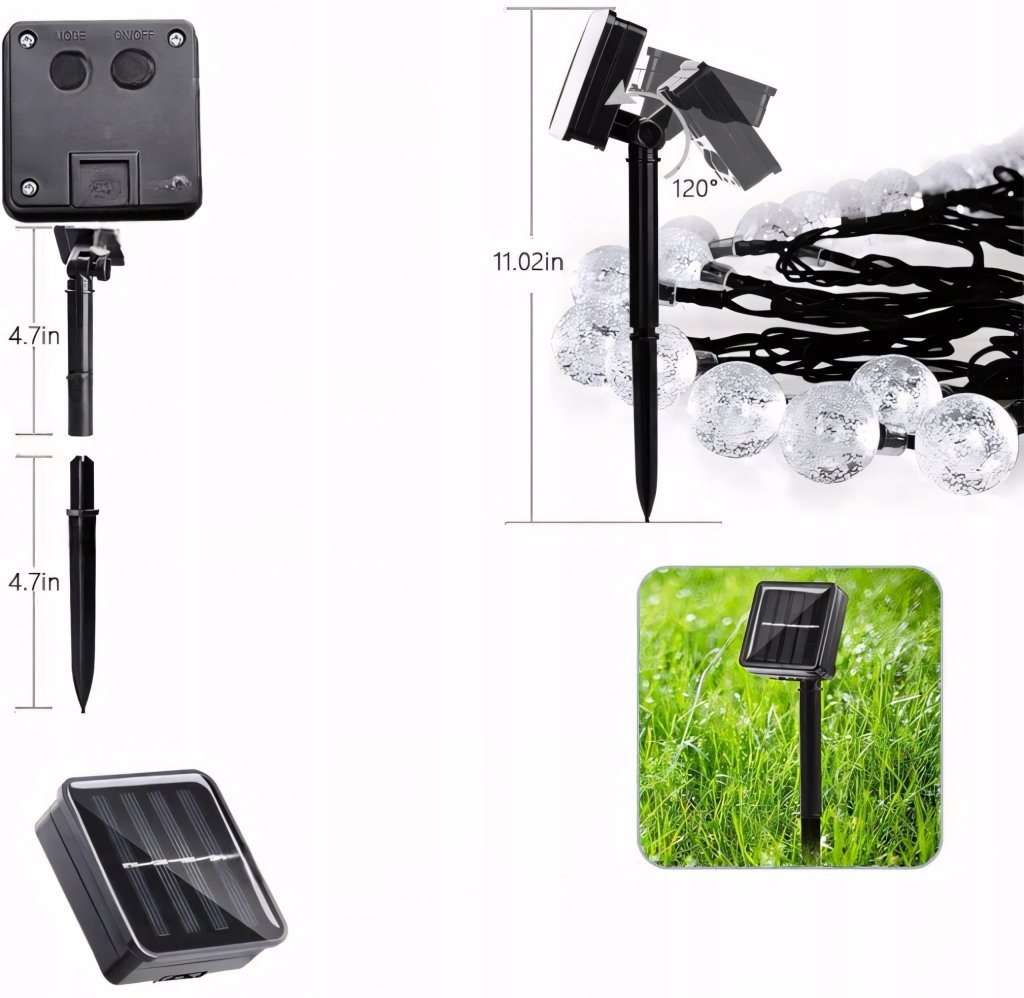 Girlanda solarna LED 12 m, 100 kul, 8 trybów, IP65 | REEVE