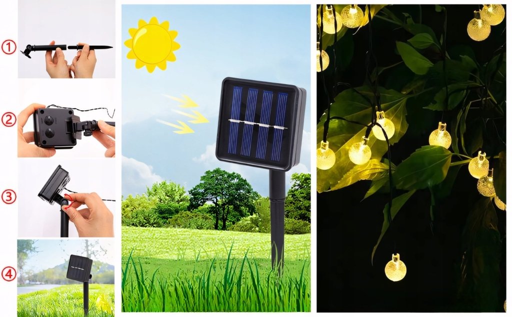 Girlanda solarna LED 12 m, 100 kul, 8 trybów, IP65 | REEVE