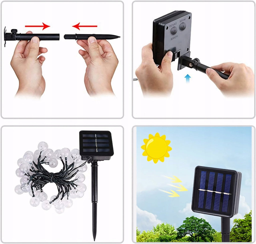 Girlanda solarna LED 12m 50 kul IP65 ciepłe światło | REEVE