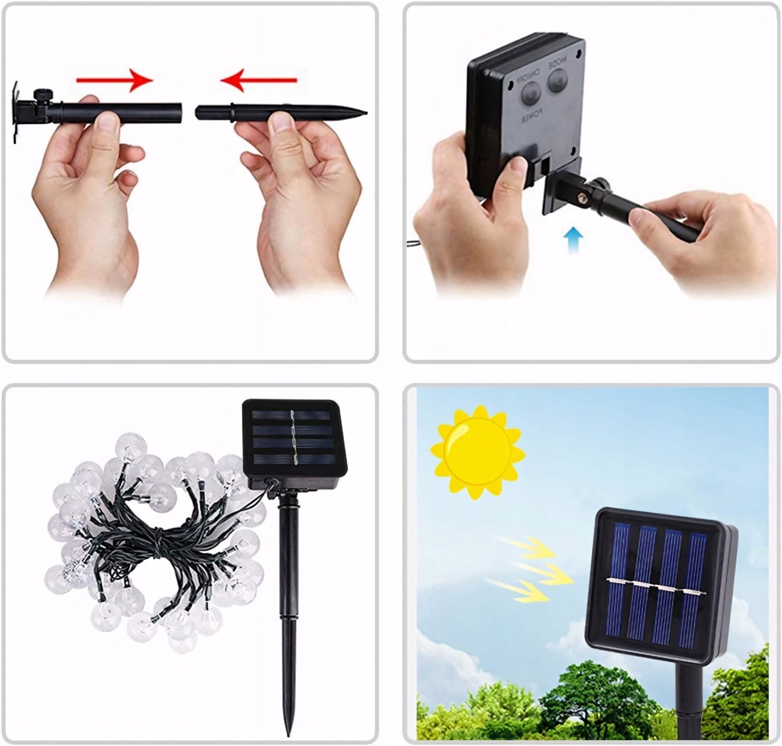 Girlanda solarna LED 12m 50 kul IP65 ciepłe światło | REEVE