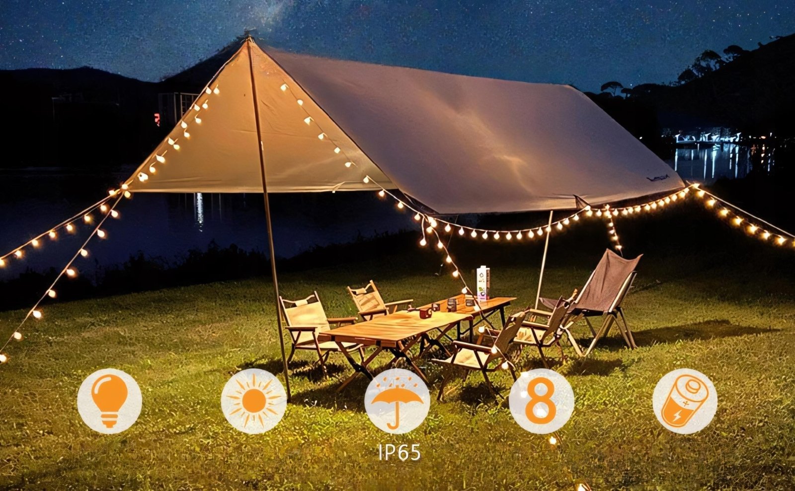 Girlanda solarna LED 12m 50 kul IP65 ciepłe światło | REEVE