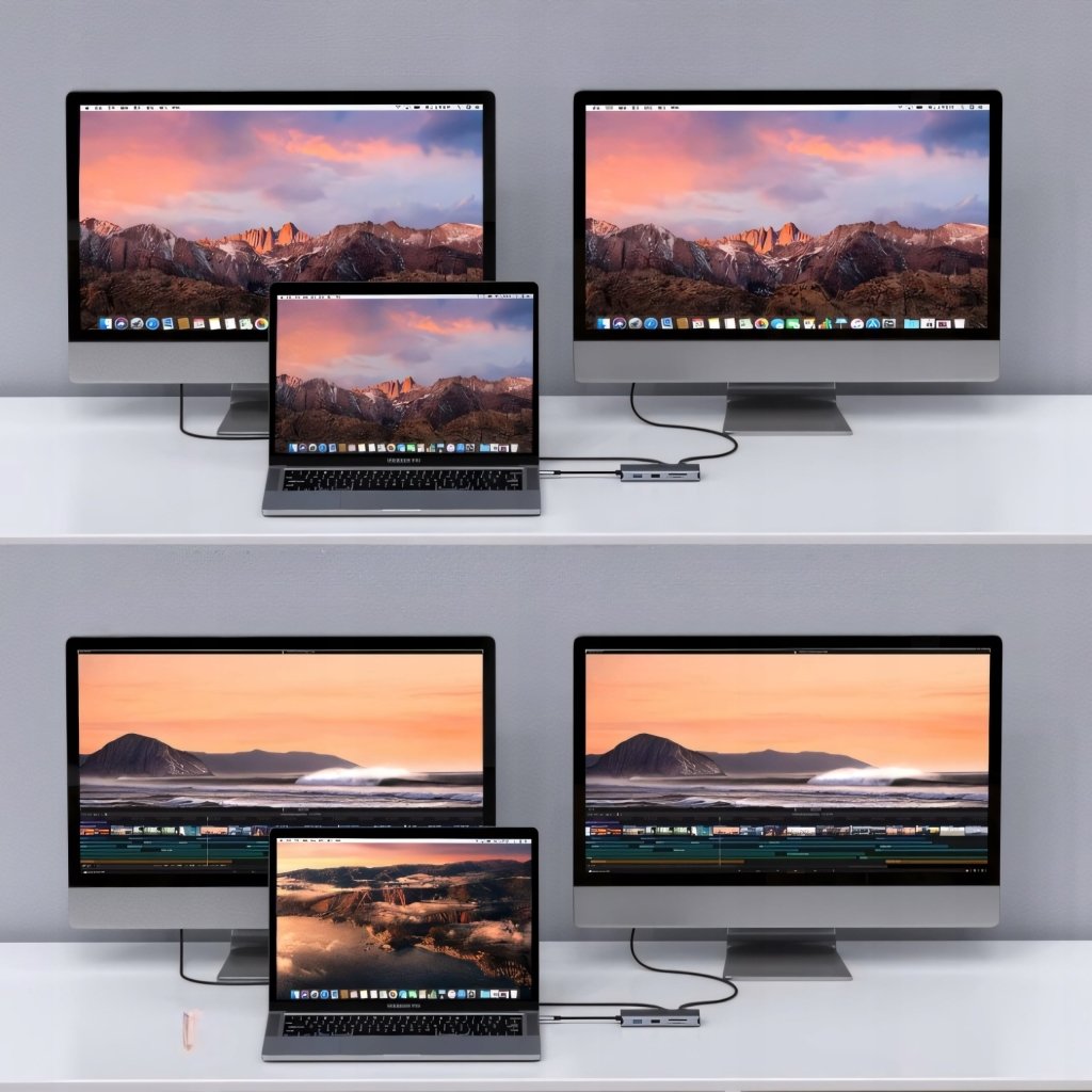 HUB USB - C 9w1 stacja dokująca 2x HDMI 4K PD 100W | REEVE