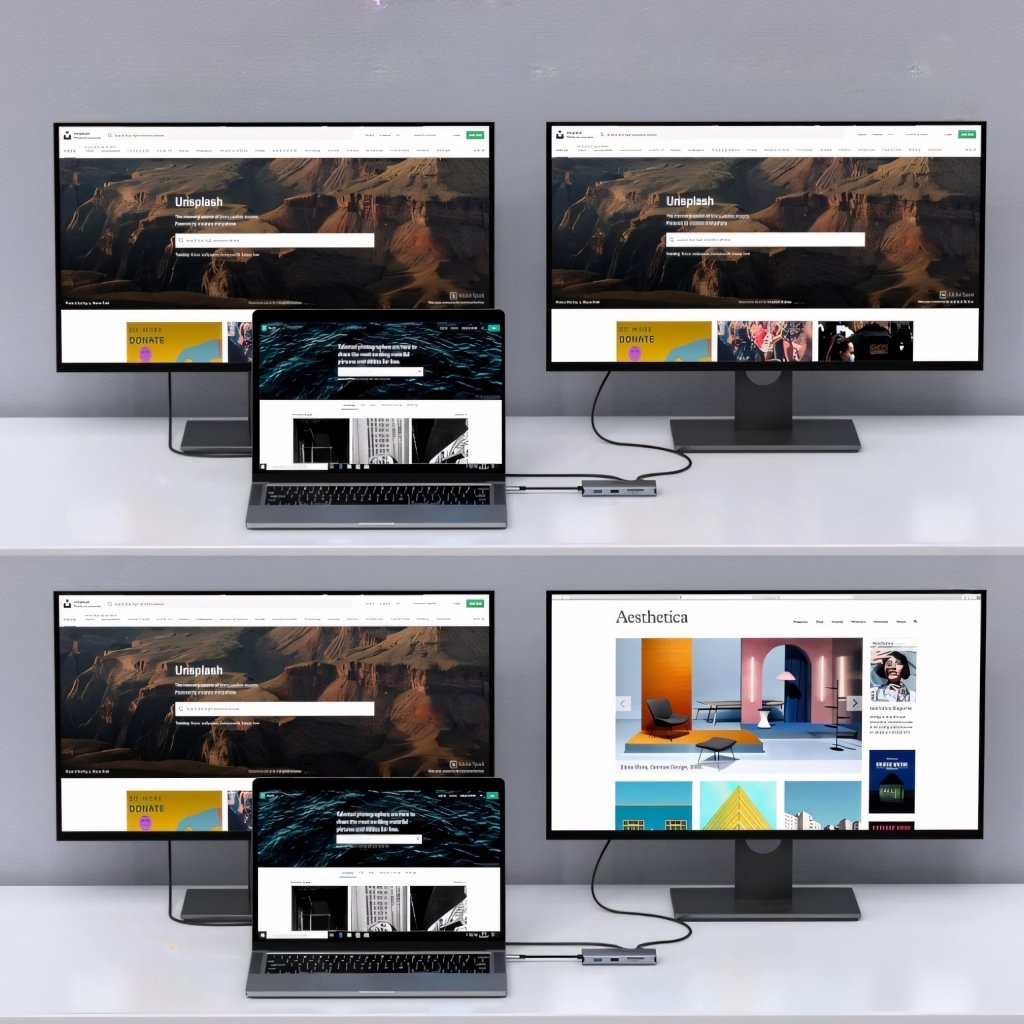 HUB USB - C 9w1 stacja dokująca 2x HDMI 4K PD 100W | REEVE