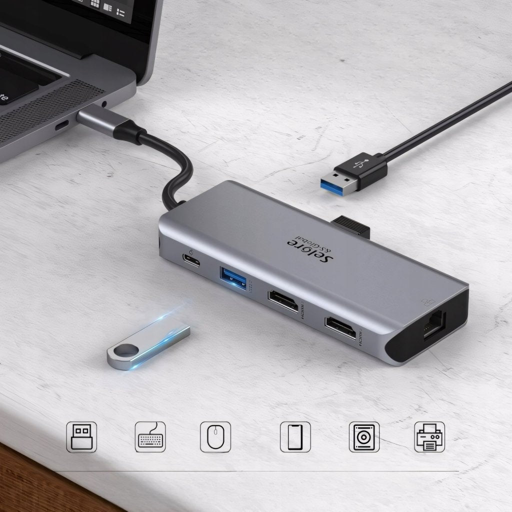 HUB USB - C 9w1 stacja dokująca 2x HDMI 4K PD 100W | REEVE