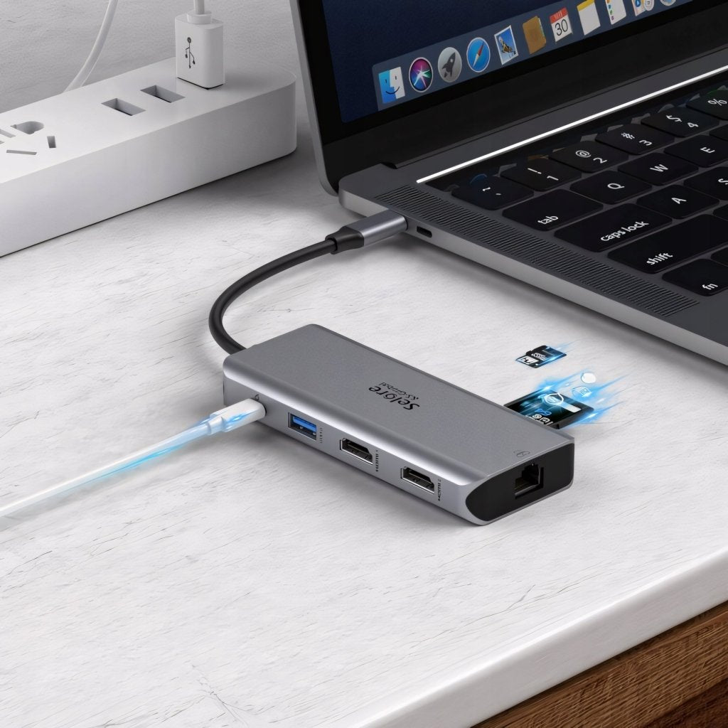 HUB USB - C 9w1 stacja dokująca 2x HDMI 4K PD 100W | REEVE