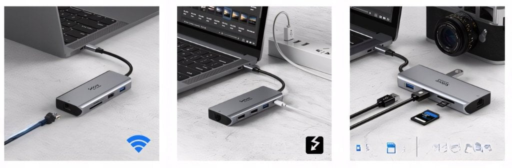 HUB USB - C 9w1 stacja dokująca 2x HDMI 4K PD 100W | REEVE