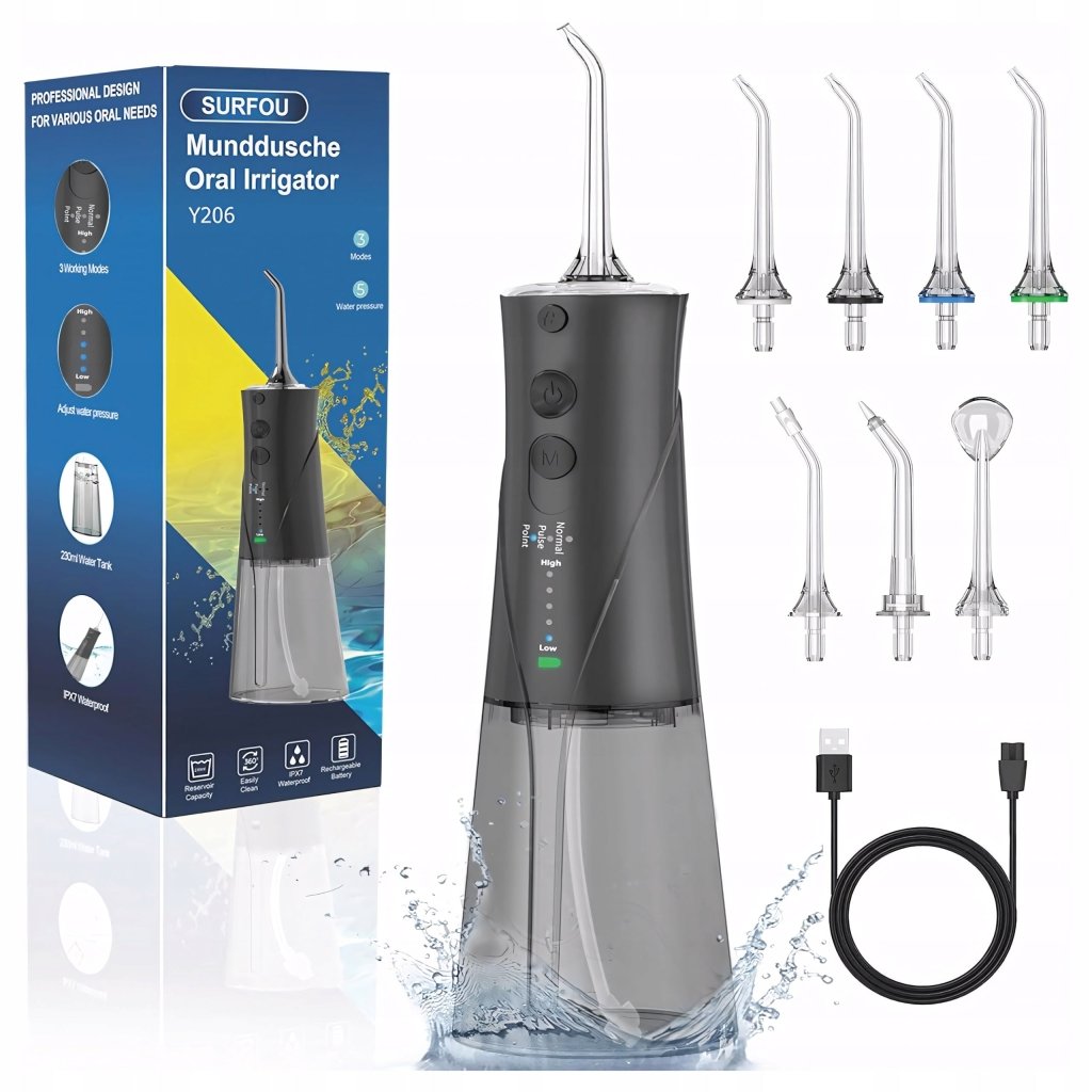 Irygator bezprzewodowy SURFOU 300ml 6 dysz IPX7 | REEVE