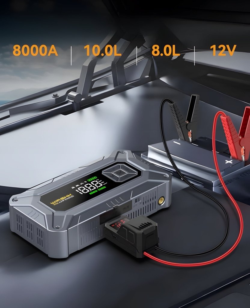 Jump starter 8000 A z kompresorem 160 PSI, 27000 mAh, USB - C | REEVE