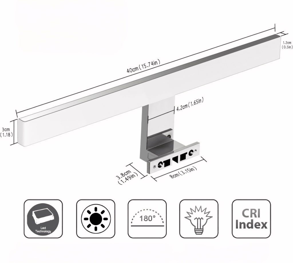 Kinkiet LED łazienkowy nad lustro 40 cm, 820 lm, IP44, chrom | REEVE
