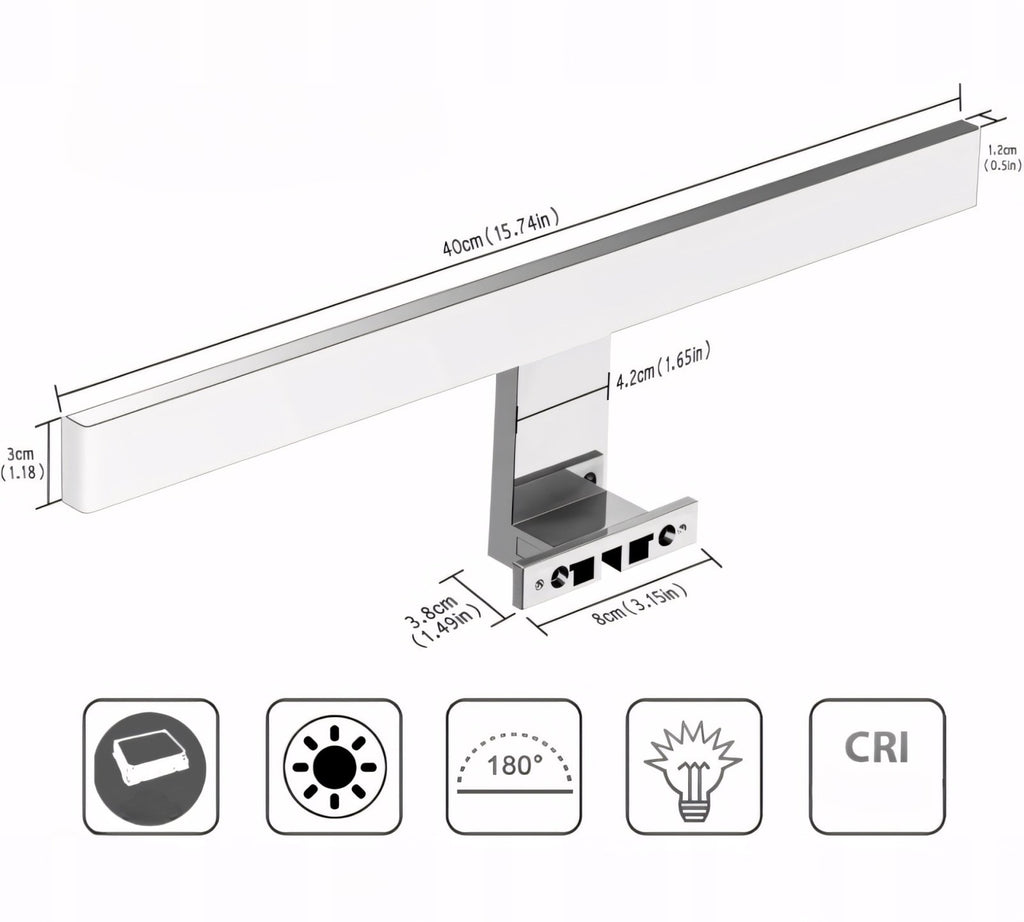Kinkiet LED nad lustro 40cm IP44 srebrny zimne światło | REEVE