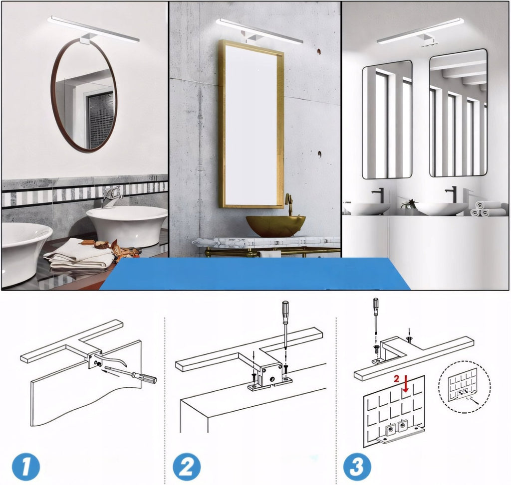 Kinkiet LED nad lustro 40cm IP44 srebrny zimne światło | REEVE
