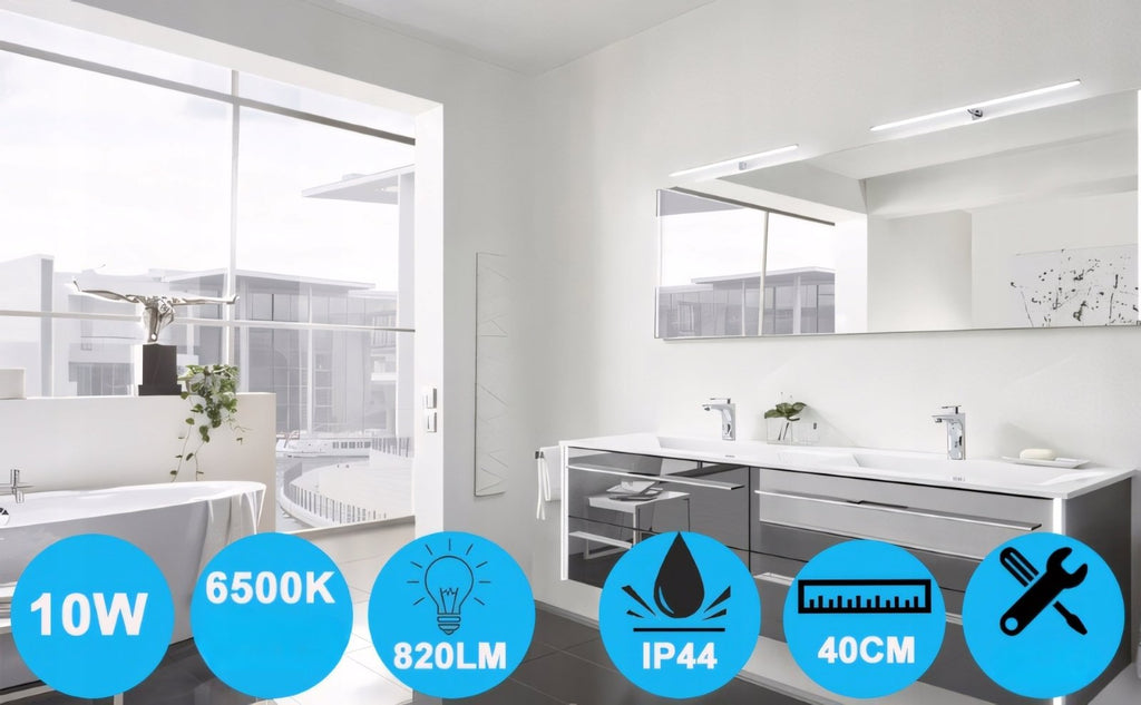 Kinkiet LED nad lustro 40cm IP44 srebrny zimne światło | REEVE