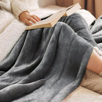 Koc dwustronny sherpa KANKAEU 160x200 cm szary | REEVE