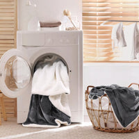 Koc dwustronny sherpa KANKAEU 160x200 cm szary | REEVE