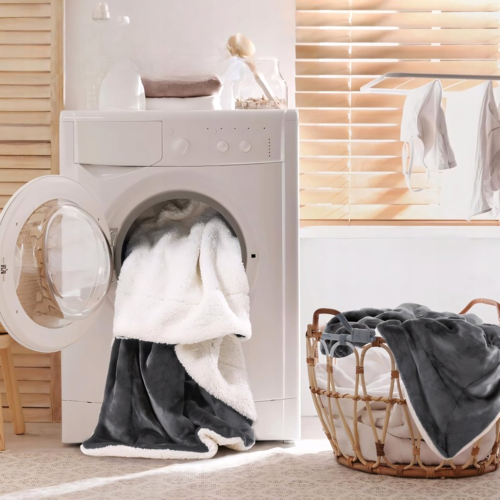 Koc dwustronny sherpa KANKAEU 160x200 cm szary | REEVE