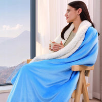 Koc sherpa KANKAEU 130x160 cm niebieski | REEVE