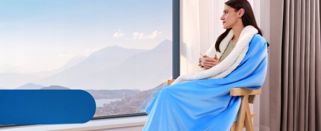 Koc sherpa KANKAEU 130x160 cm niebieski | REEVE