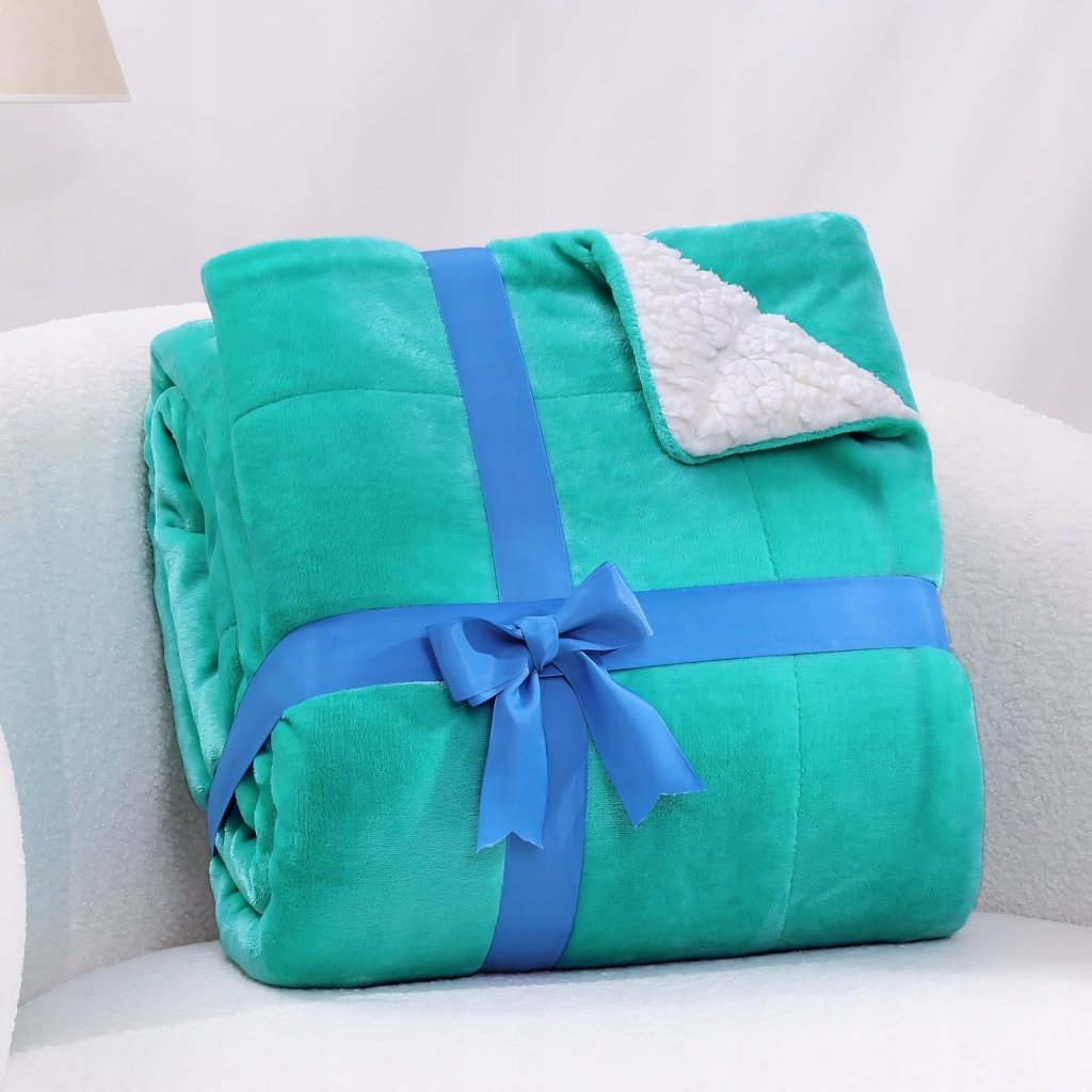 Koc sherpa KANKAEU 200x230cm dwustronny zielony | REEVE