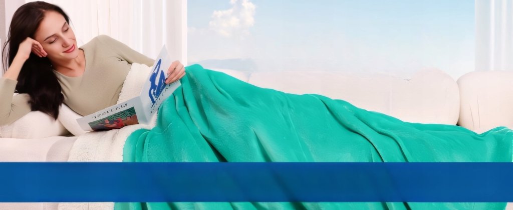 Koc sherpa KANKAEU 200x230cm dwustronny zielony | REEVE