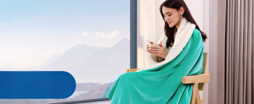 Koc sherpa KANKAEU 200x230cm dwustronny zielony | REEVE