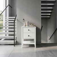 Komplet 2 szafek nocnych białych z szufladami i półką, 60 cm | REEVE